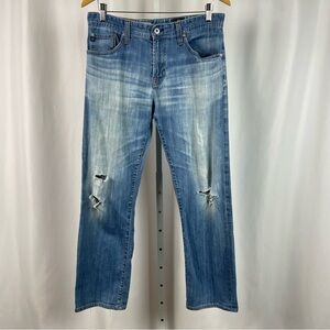 Adriano Goldschmied Size 32 Alumni Distressed Relaxed Fit Straight Leg Jeans